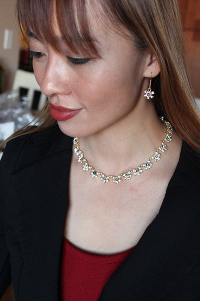 classic crystal flower necklace