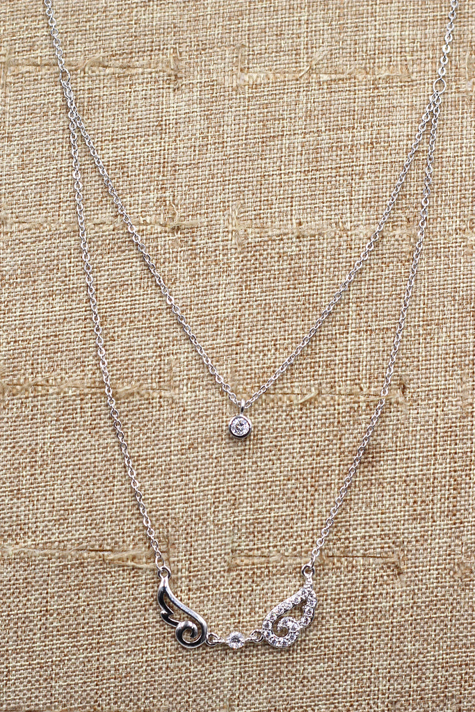 duplexes asymmetric crystal wing necklace