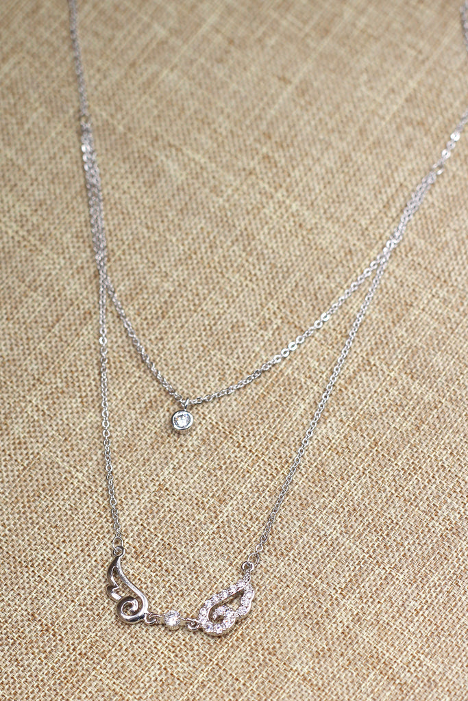 duplexes asymmetric crystal wing necklace