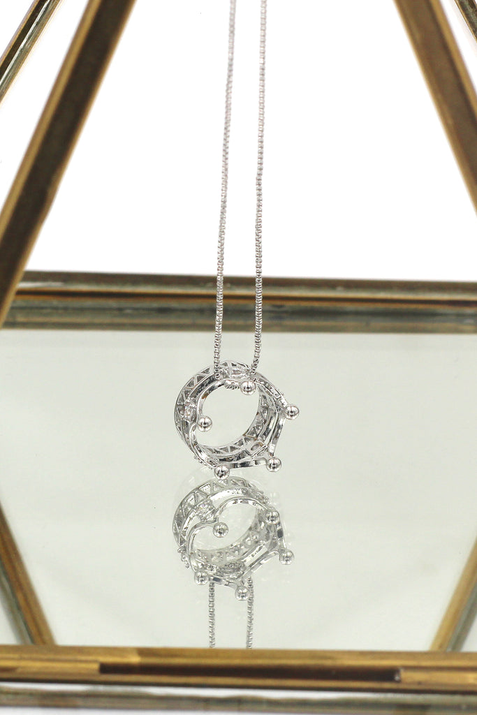 delicate little crown crystal necklace