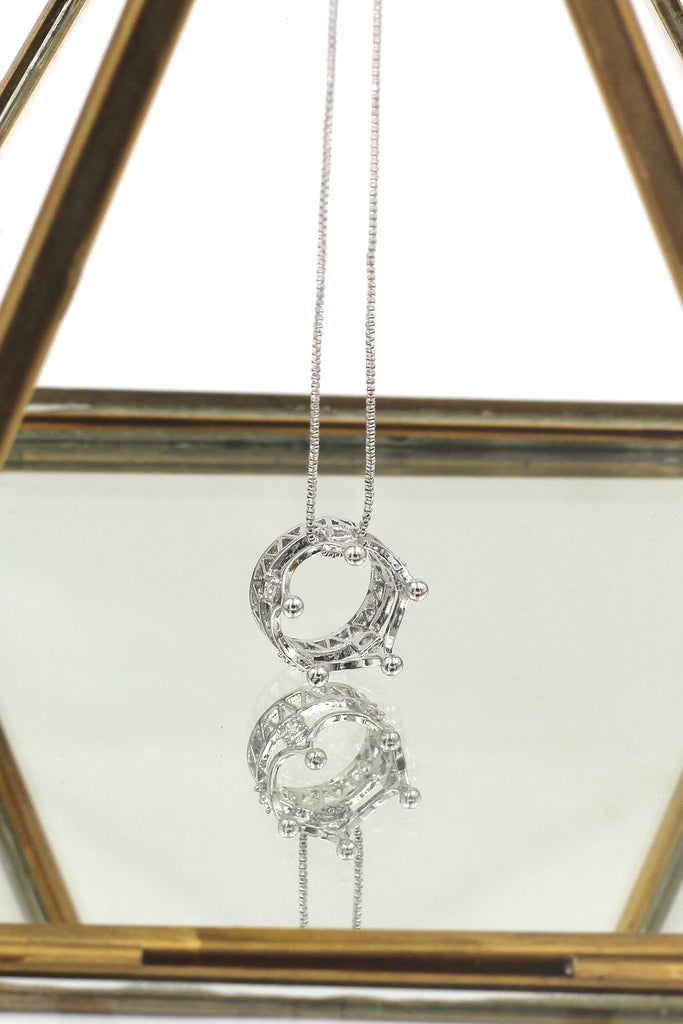 fashion crown crystal ring necklace set