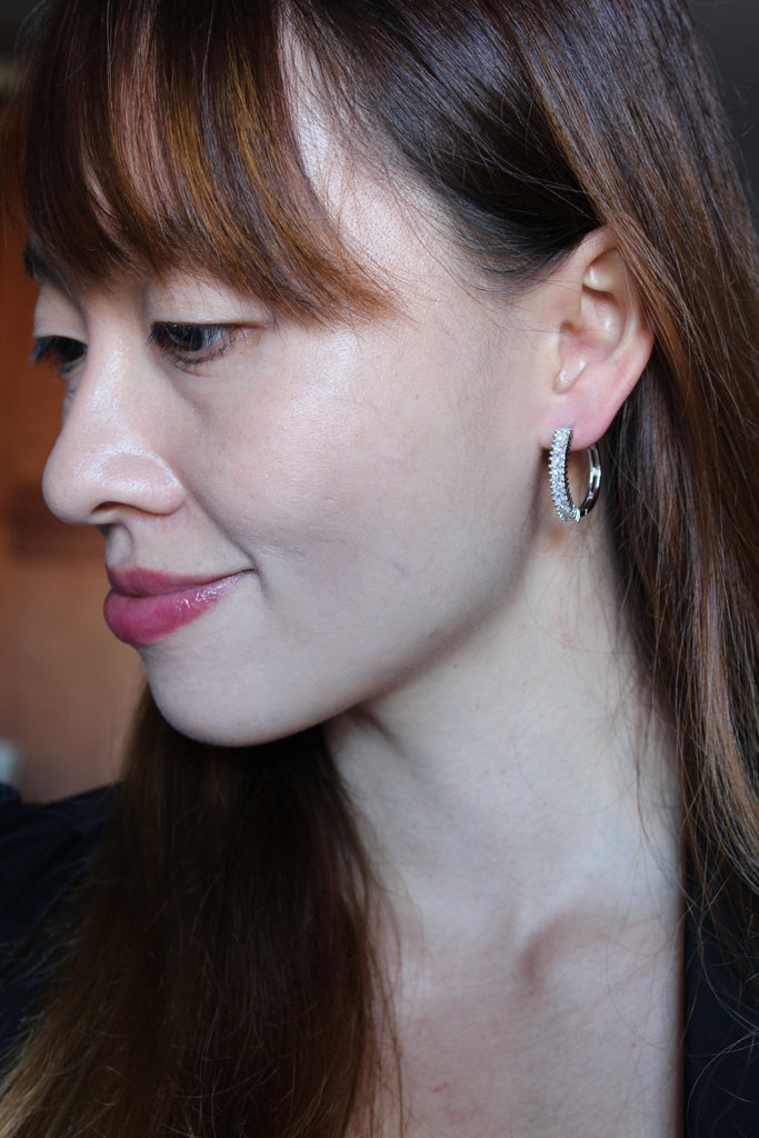 silver lined crystal earrings ring set