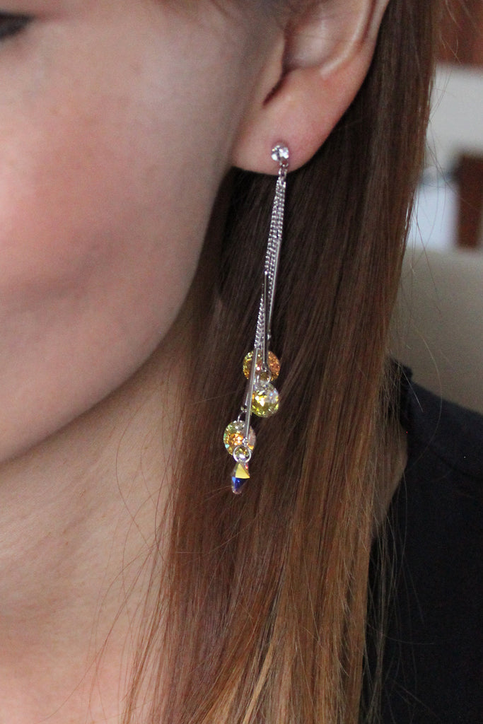 Elegant lady crystal silver earrings