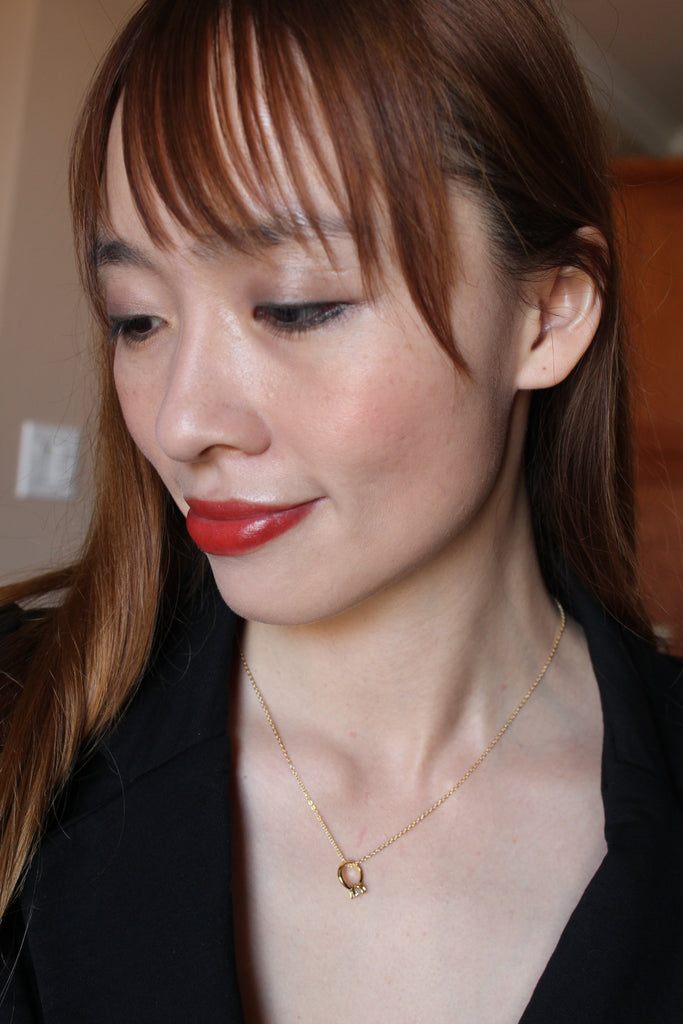 simple mini crystal ring necklace