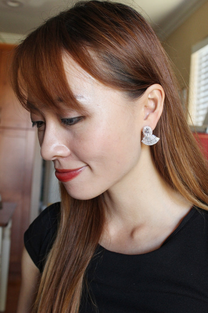 scalloped crystal earrings necklace set