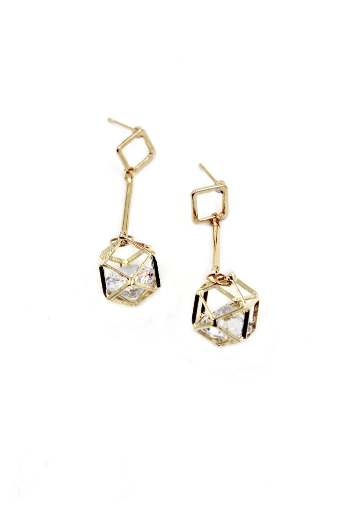 golden prismatic pendant earrings