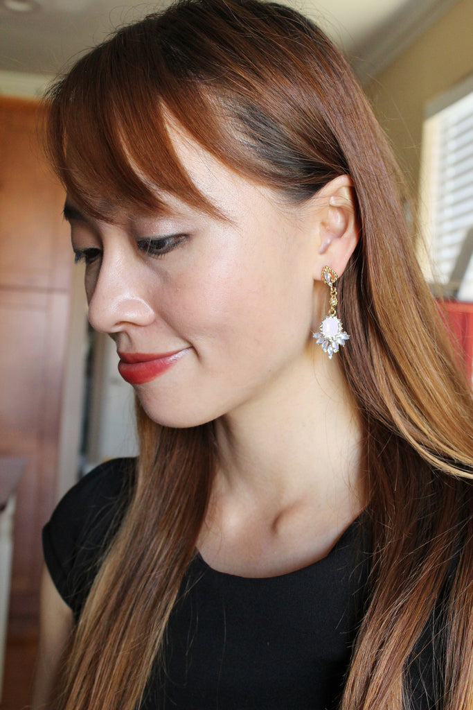 elegant pendant crystal golden earrings