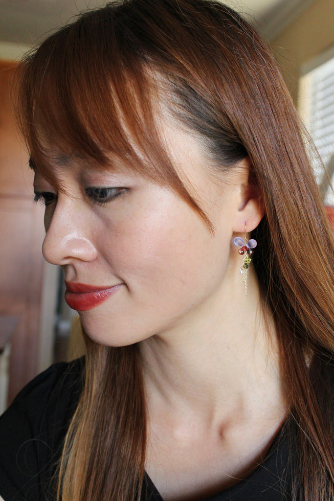 lovely butterfly pendant bead earrings