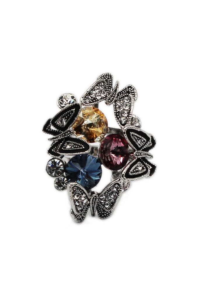 Crystal Butterfly tricolor rings