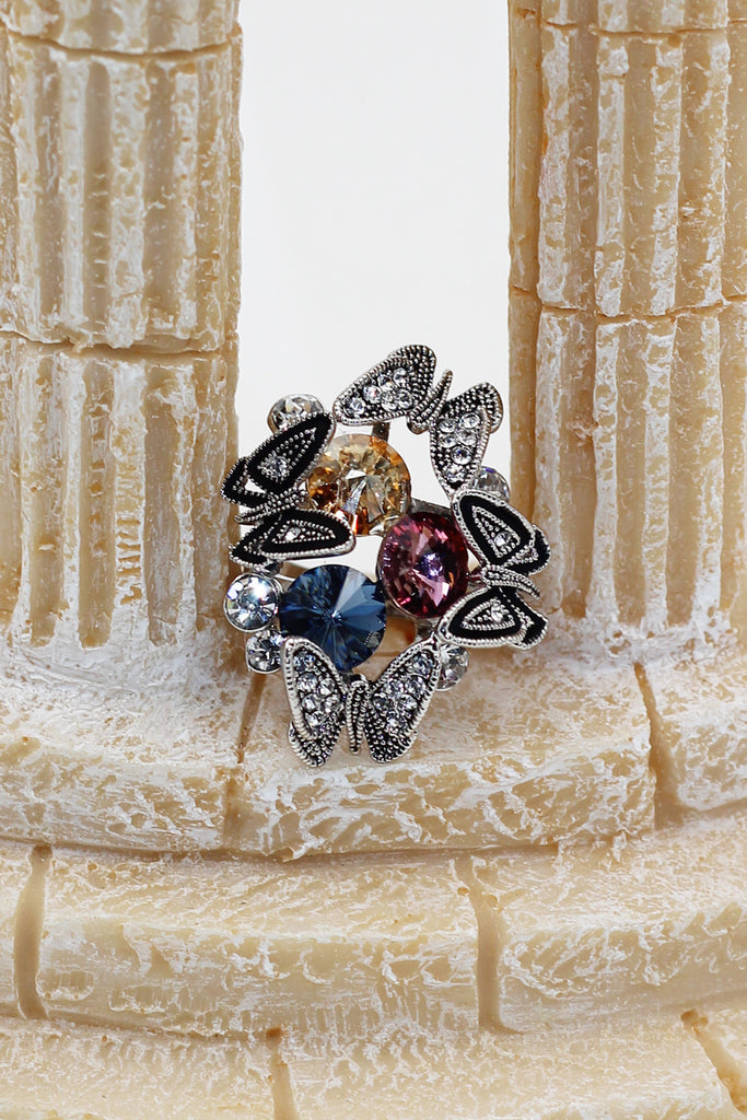 Crystal Butterfly tricolor rings