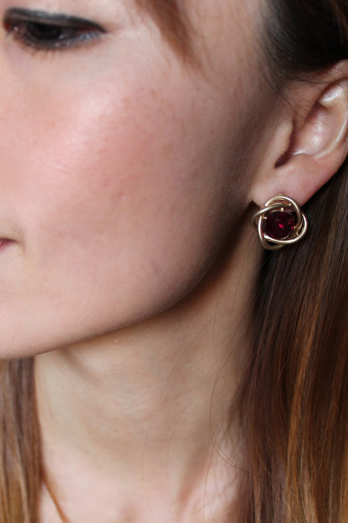 Flowers purple crystal earrings