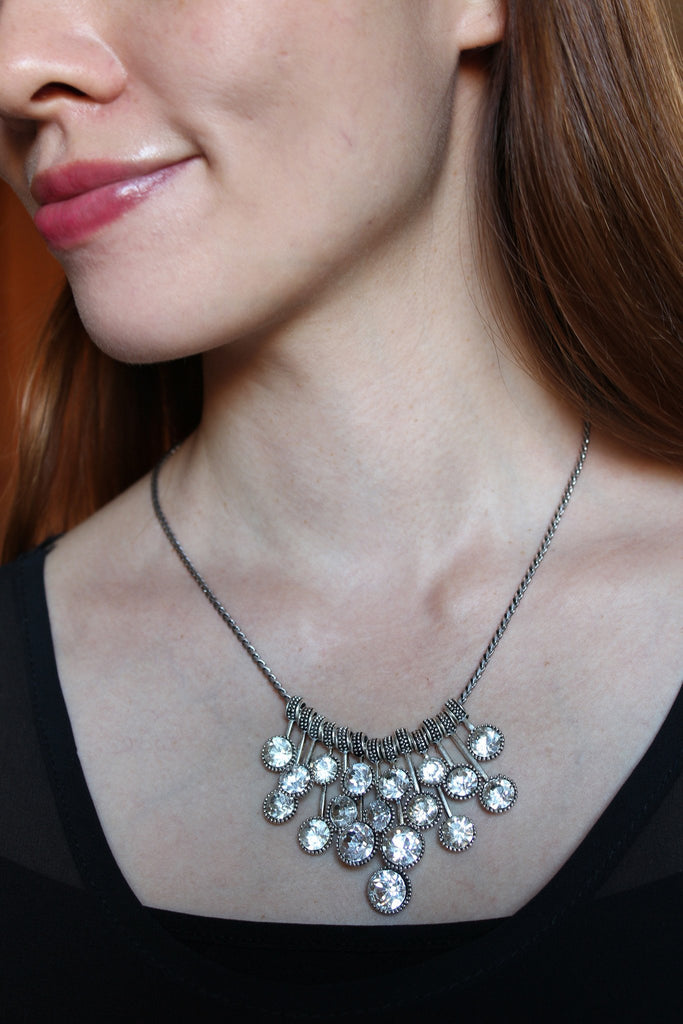 golden elegant crystal earrings necklace set