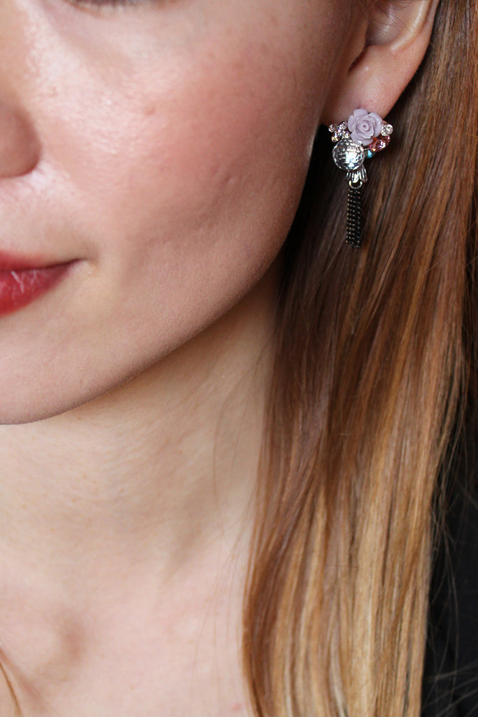 Lovely flower crystal earrings