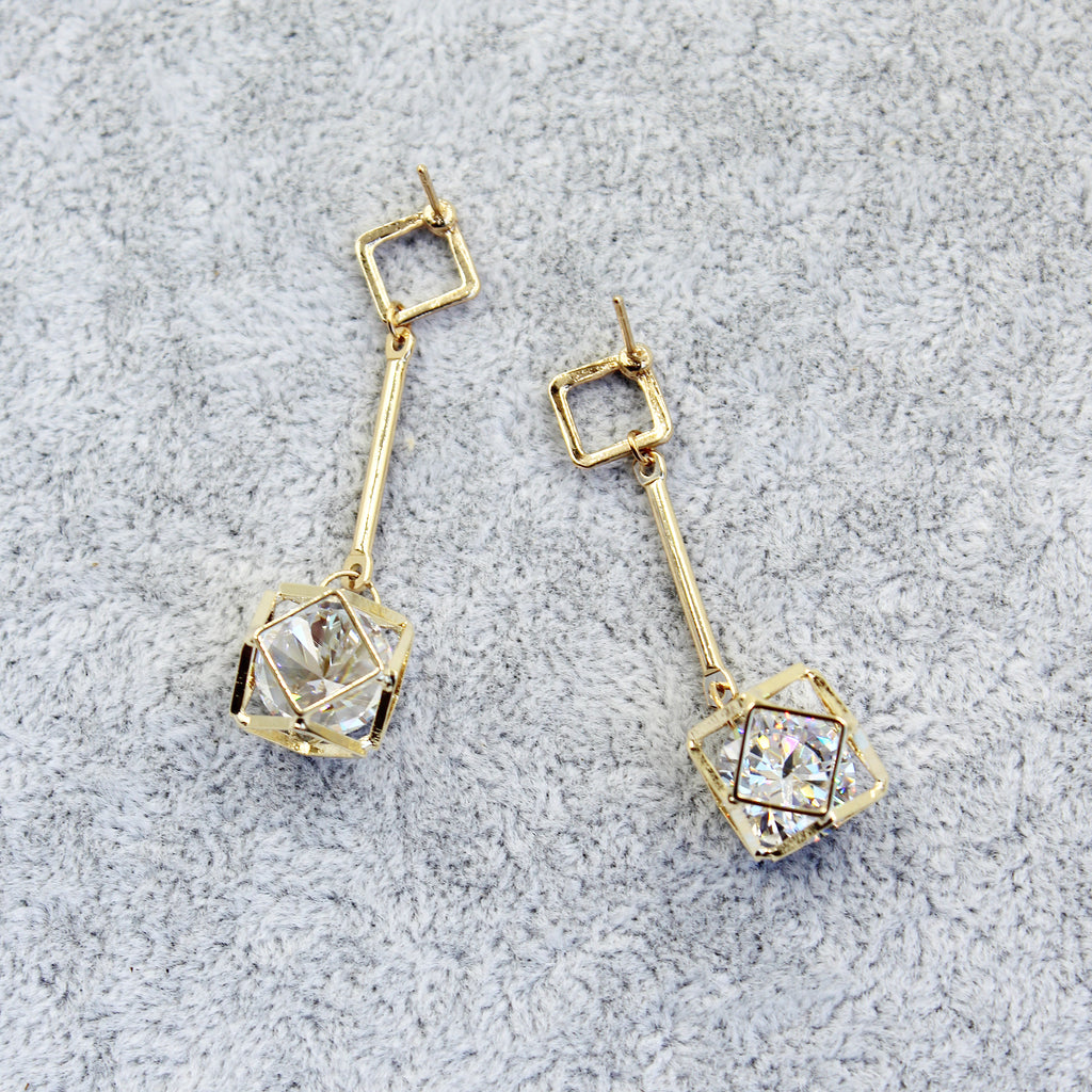 golden prismatic pendant earrings