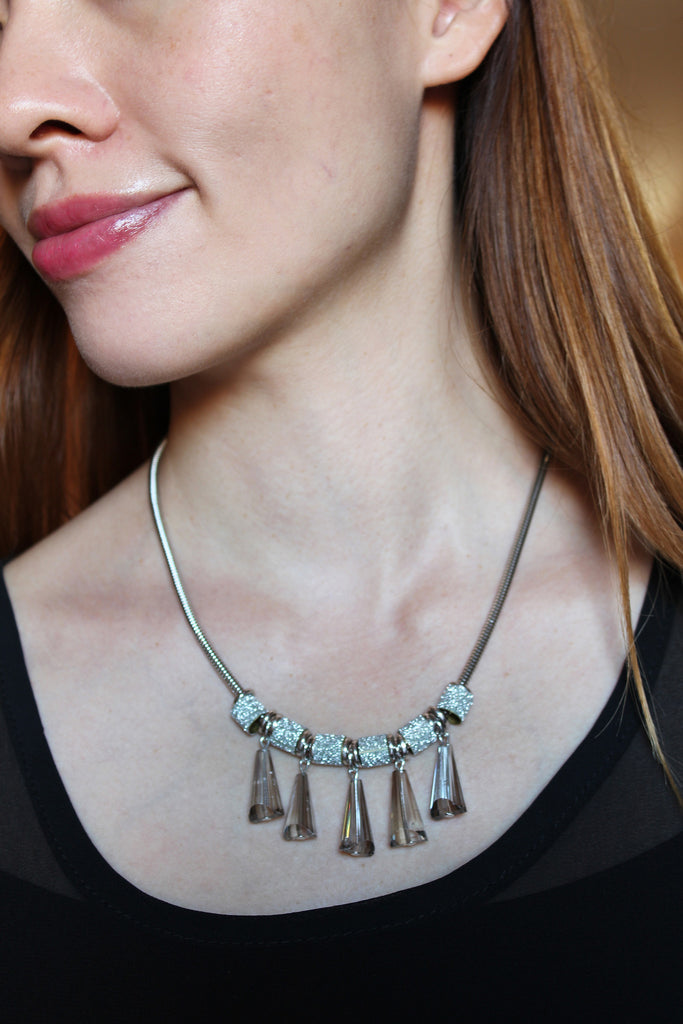 fashion silver crystal necklace