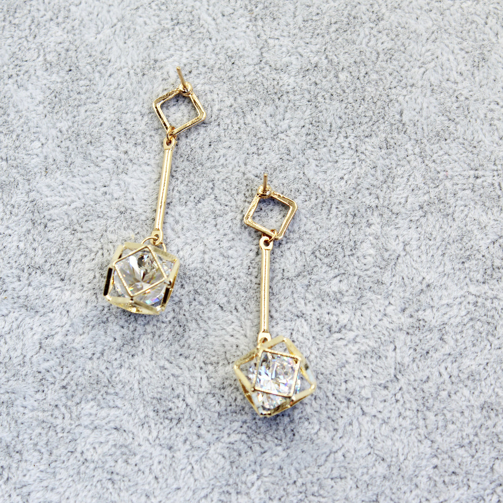 golden prismatic pendant earrings