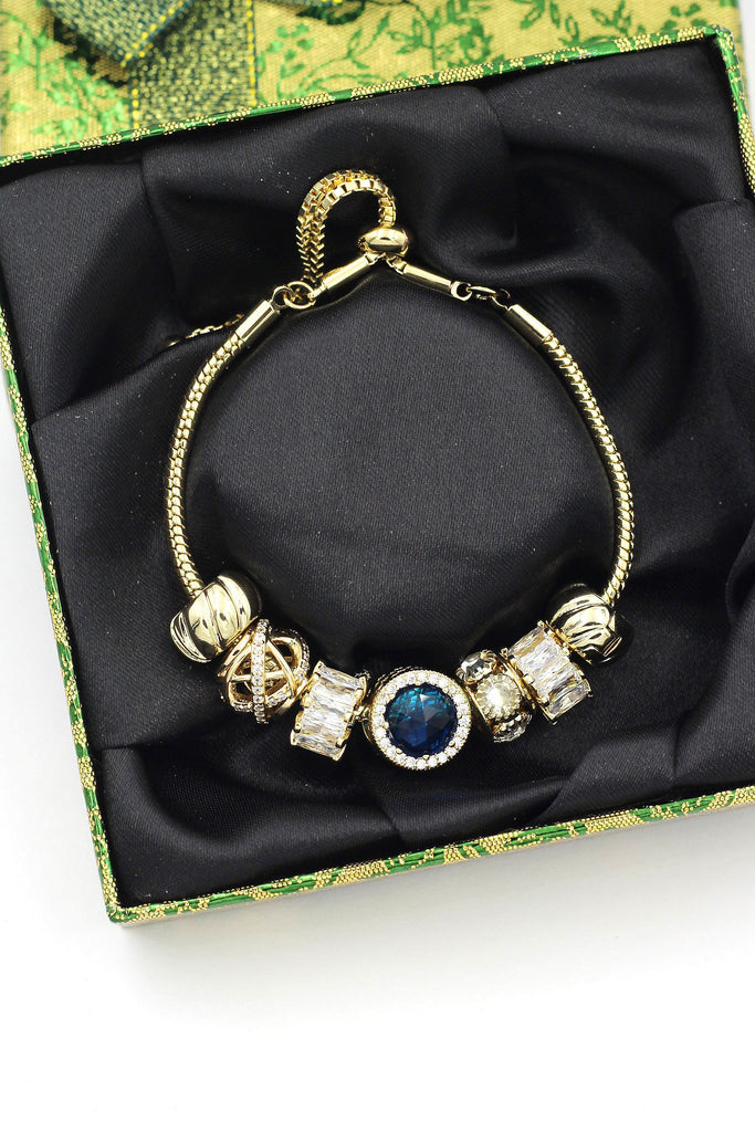 blue shiny crystal bracelet earring set