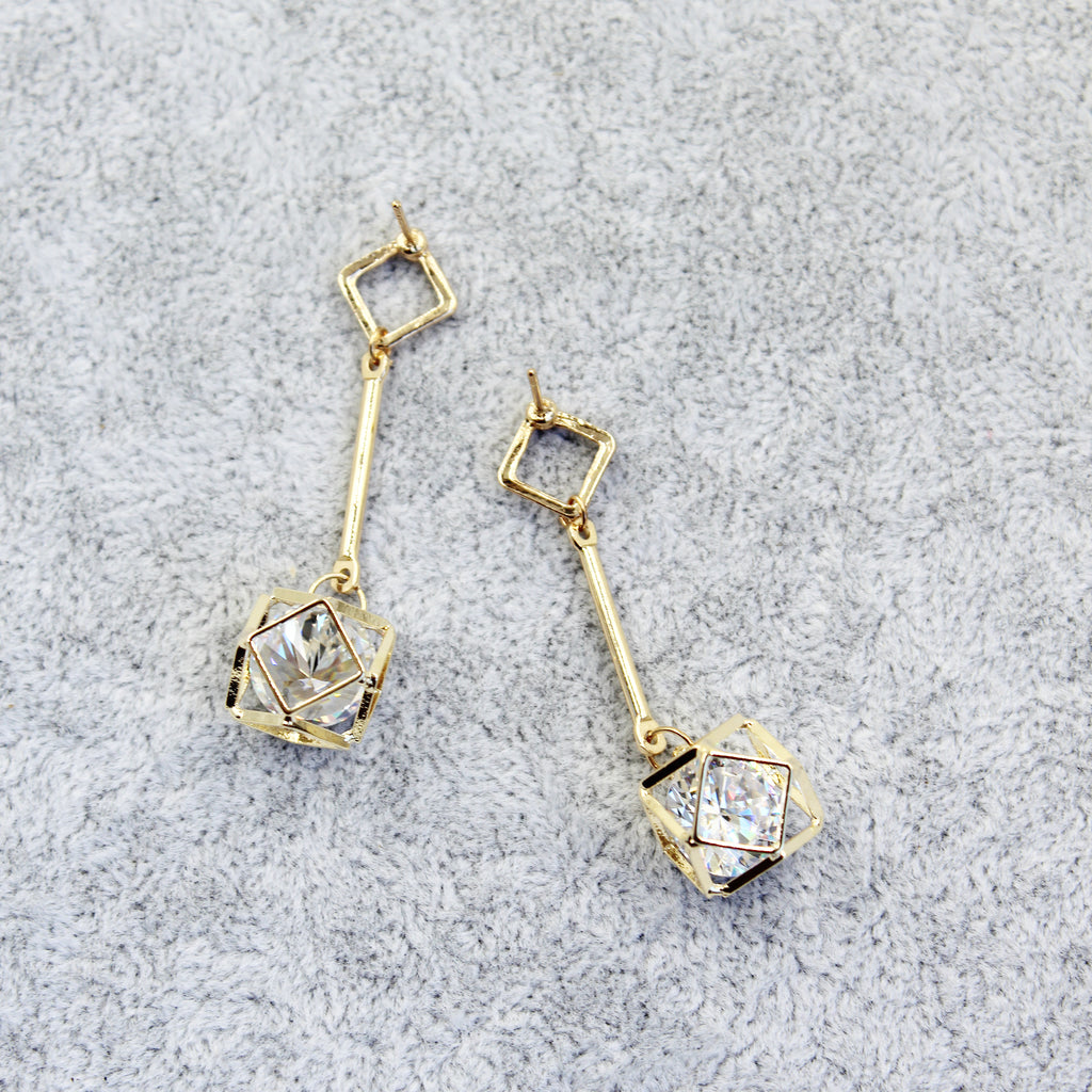 golden prismatic pendant earrings