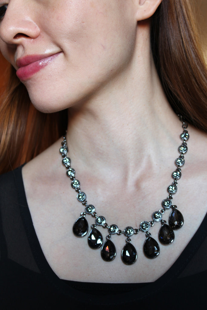 fashion black crystal necklace