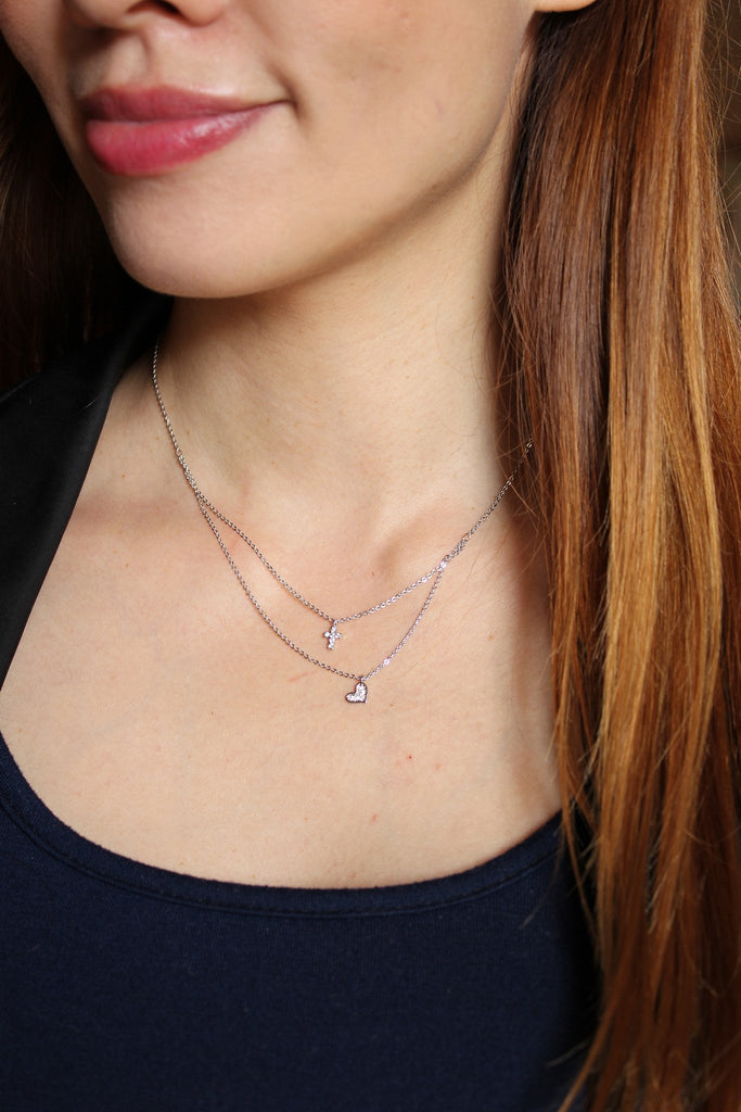 small cross crystal earring necklace set