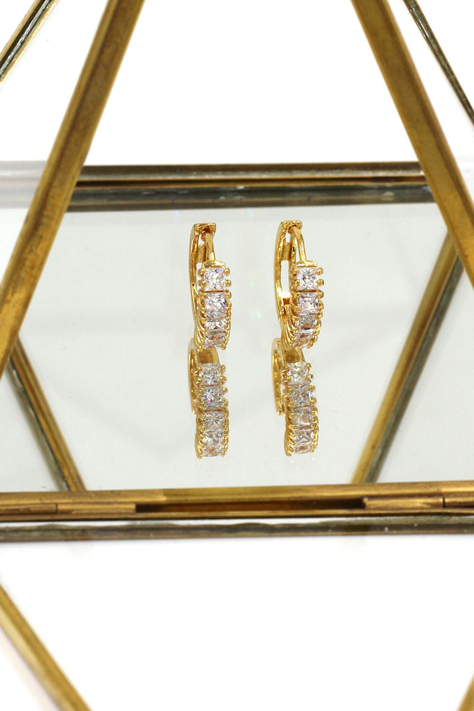 fashion lined crystal earrings ring set
