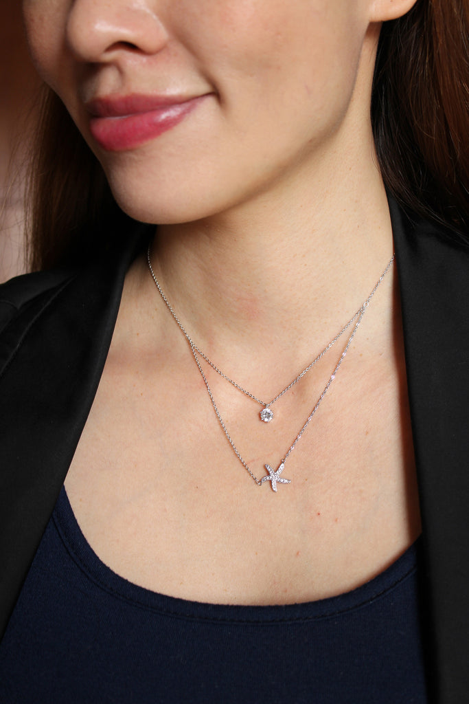 duplexes mini starfish crystal necklace
