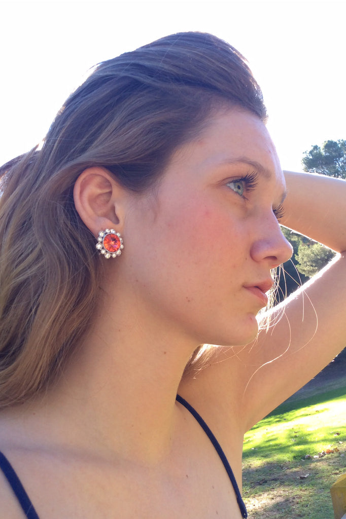 Big Diamond Flowers Earrings