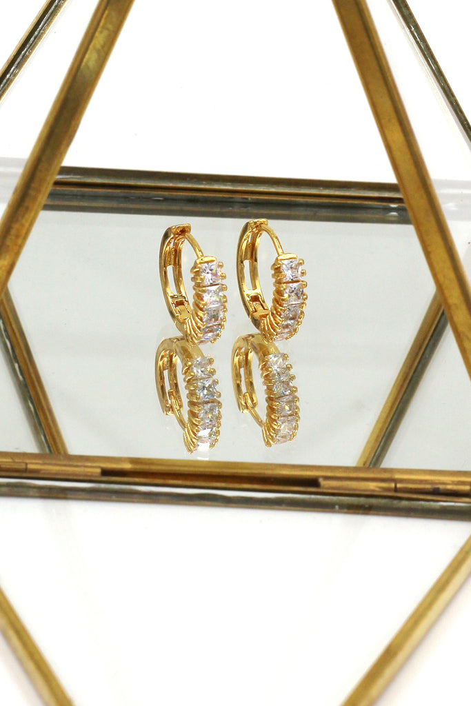 fashion golden circle crystal earrings