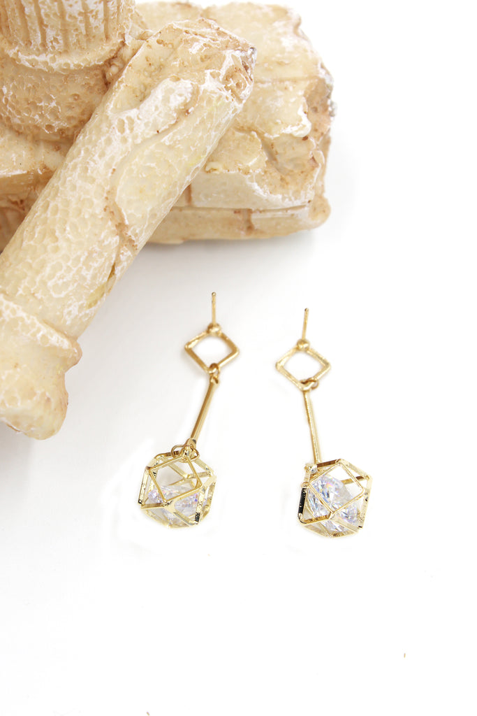 golden prismatic pendant earrings