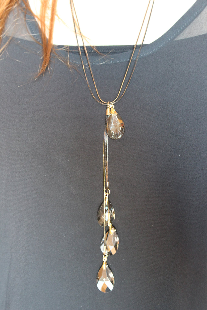 fashion pendant gray water drop crystal necklace