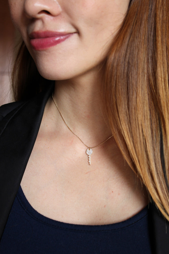 sparkling little crystal key necklace