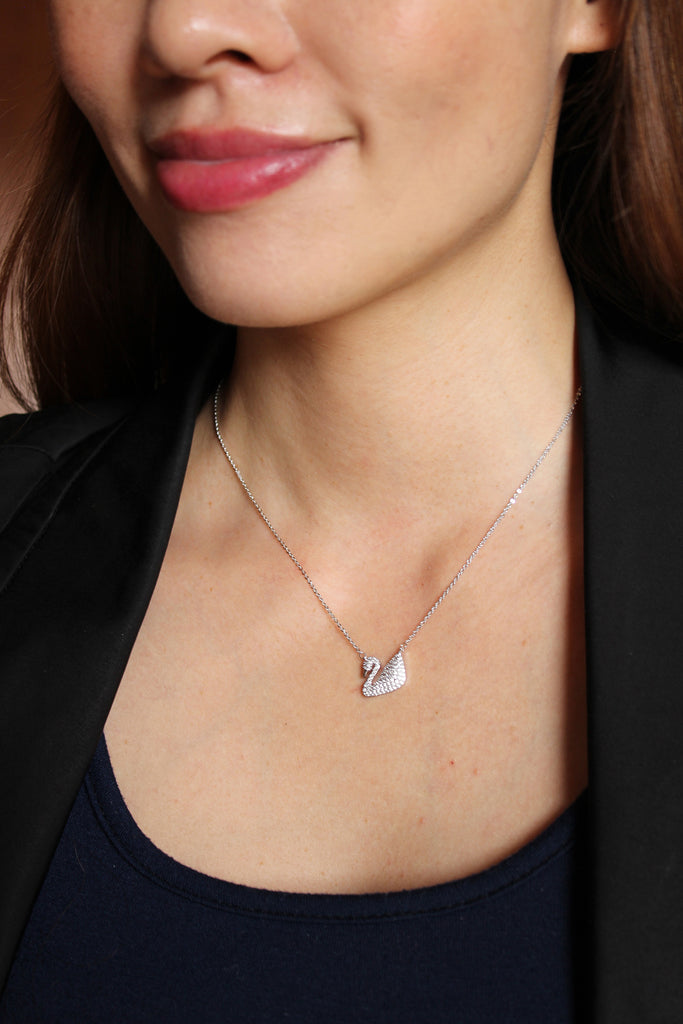 single swan crystal necklace bracelet set