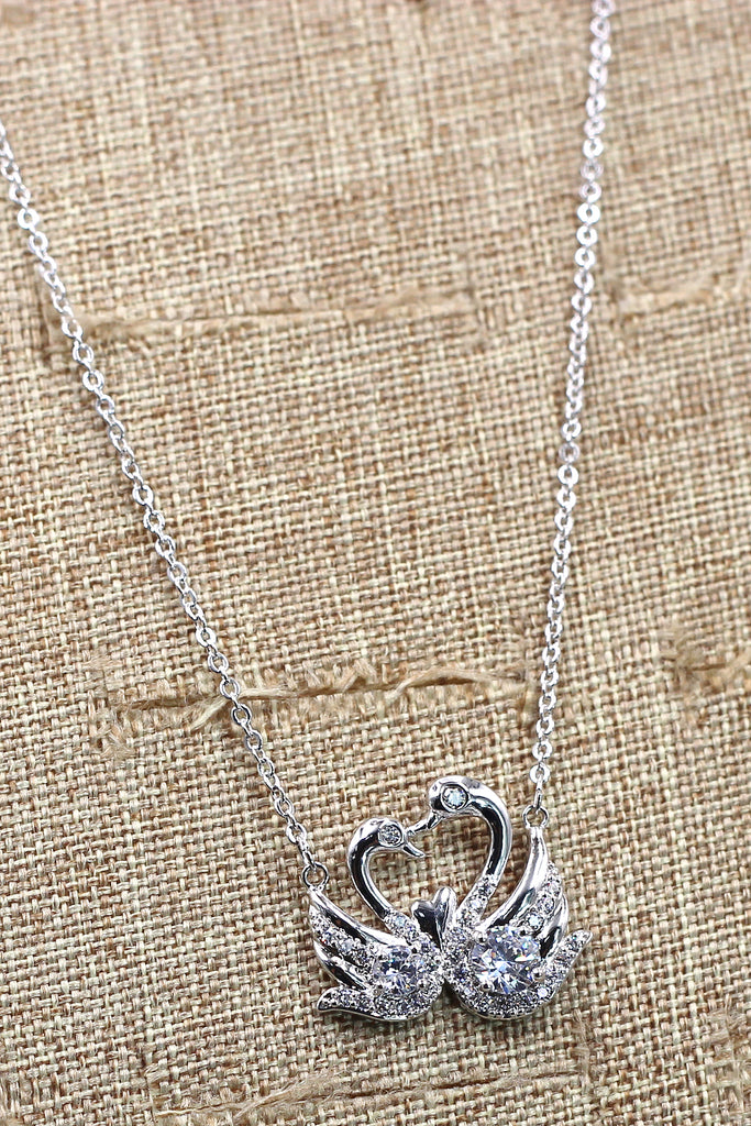 swan love crystal necklace
