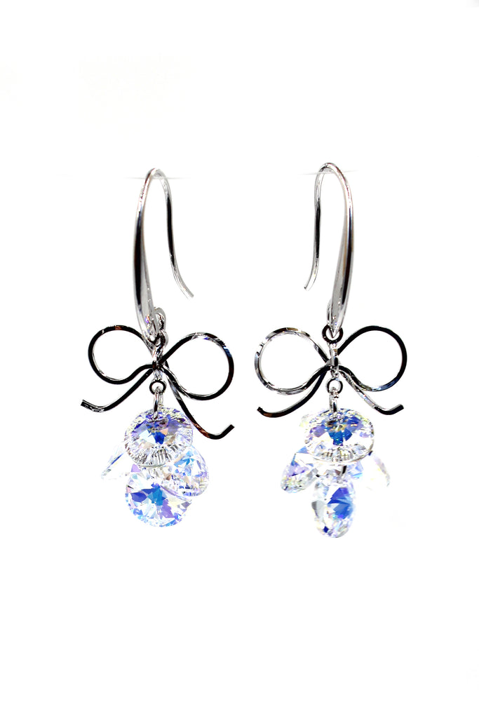silver swarovski crystal earrings