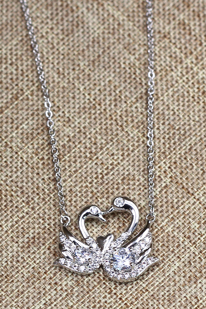 swan love crystal necklace
