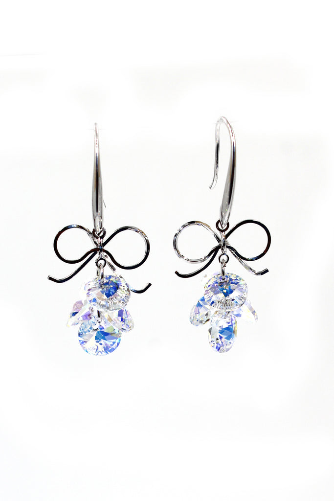 silver swarovski crystal earrings