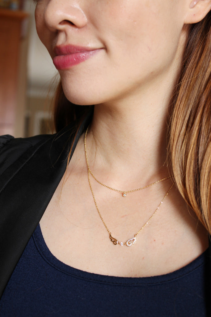 duplexes asymmetric crystal wing necklace