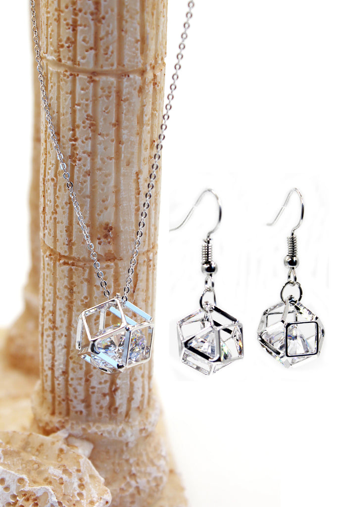 prismatic crystal earrings necklace set