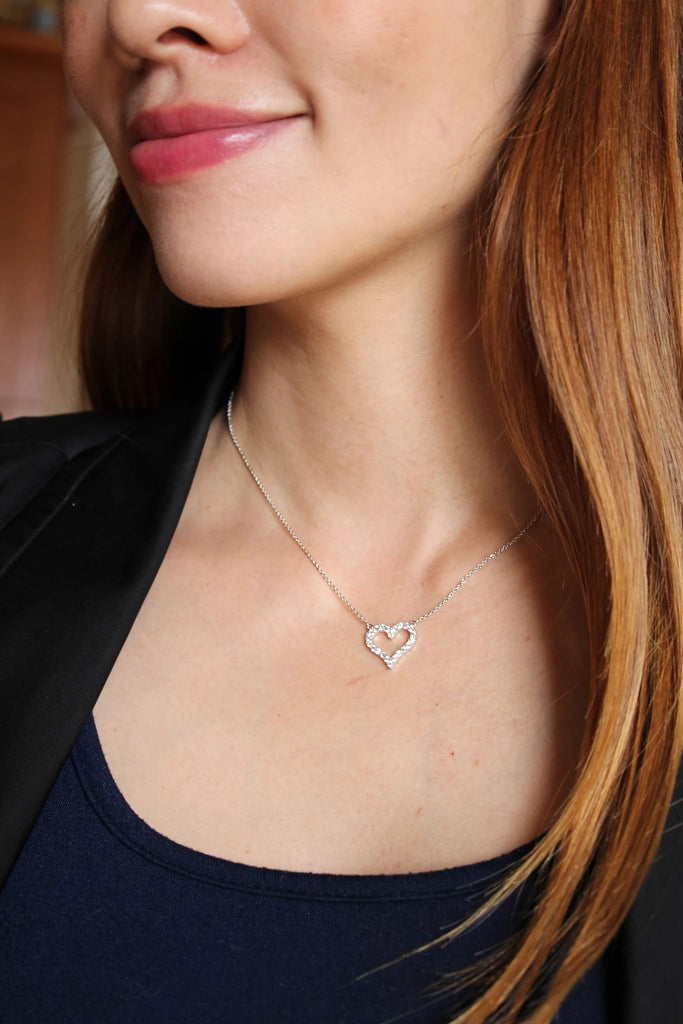 elegant heart crystal necklace earring set