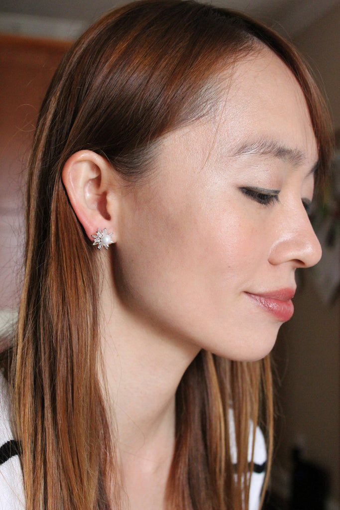 fashion crystal pearl bracelet earrings set