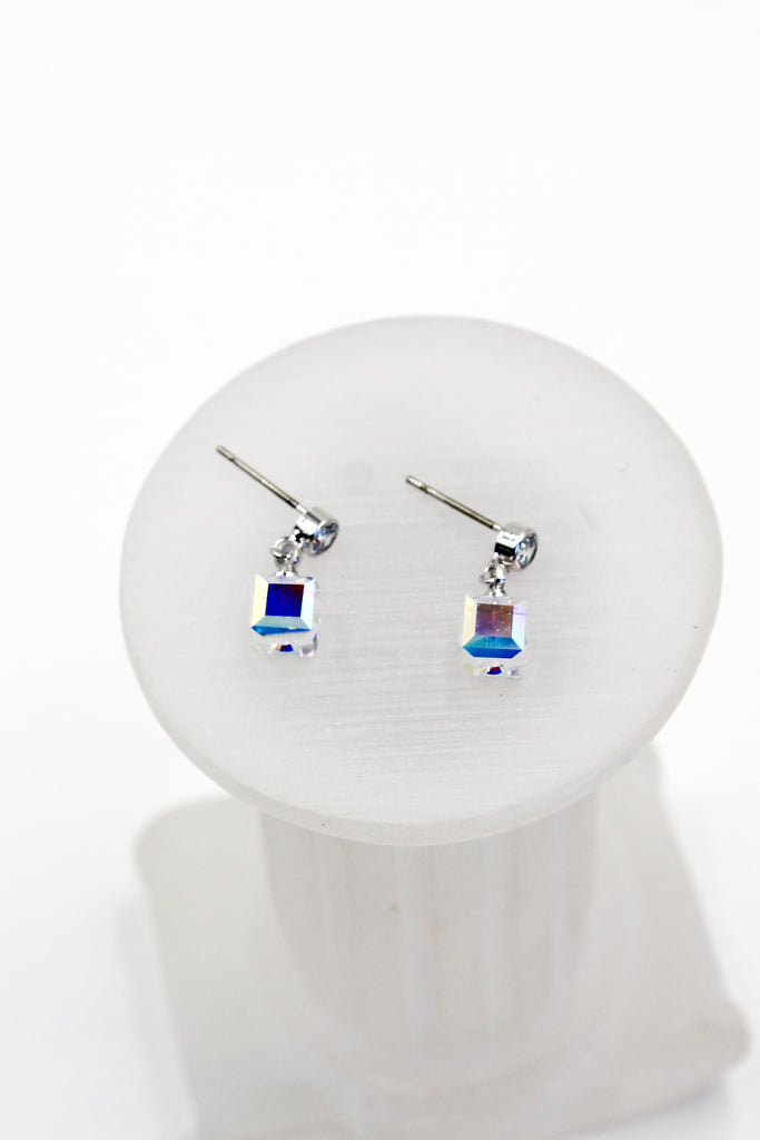 pendant square crystal earrings