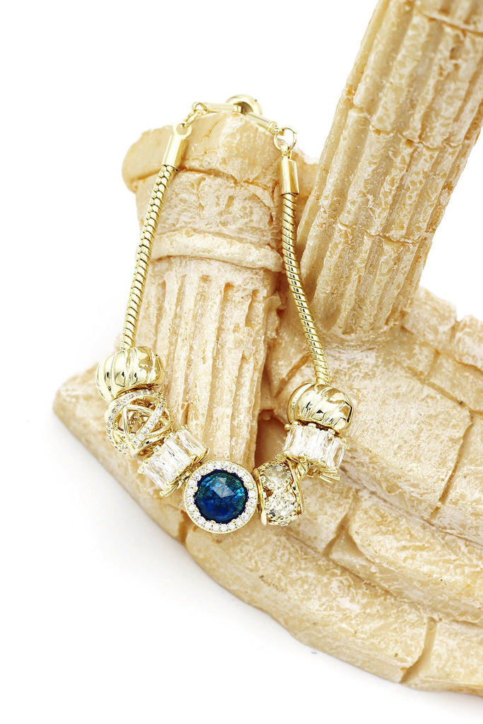 blue shiny crystal bracelet earring set