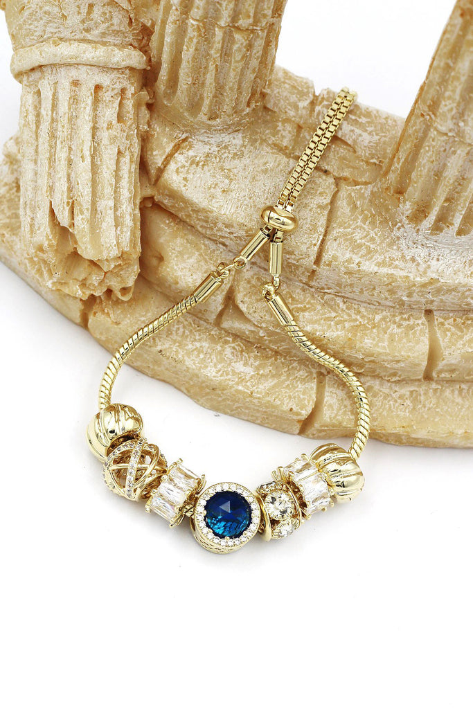 blue shiny crystal bracelet earring set