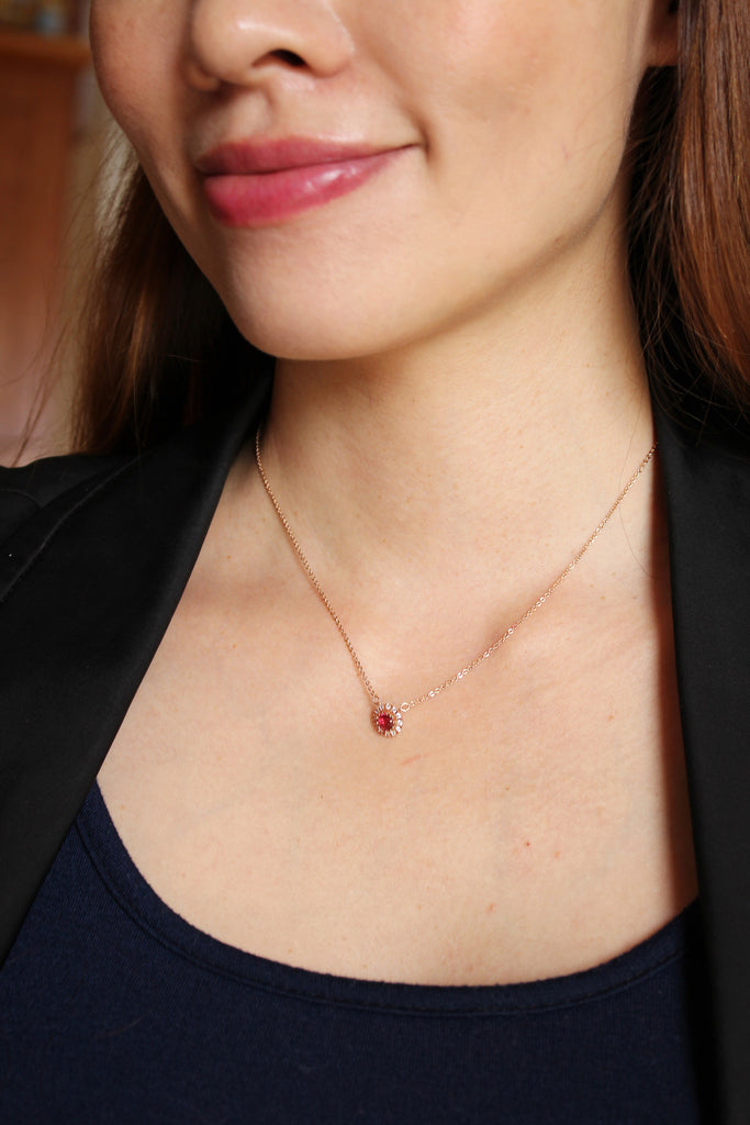 simple red crystal necklace earrings set