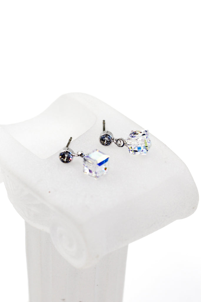 pendant square crystal earrings