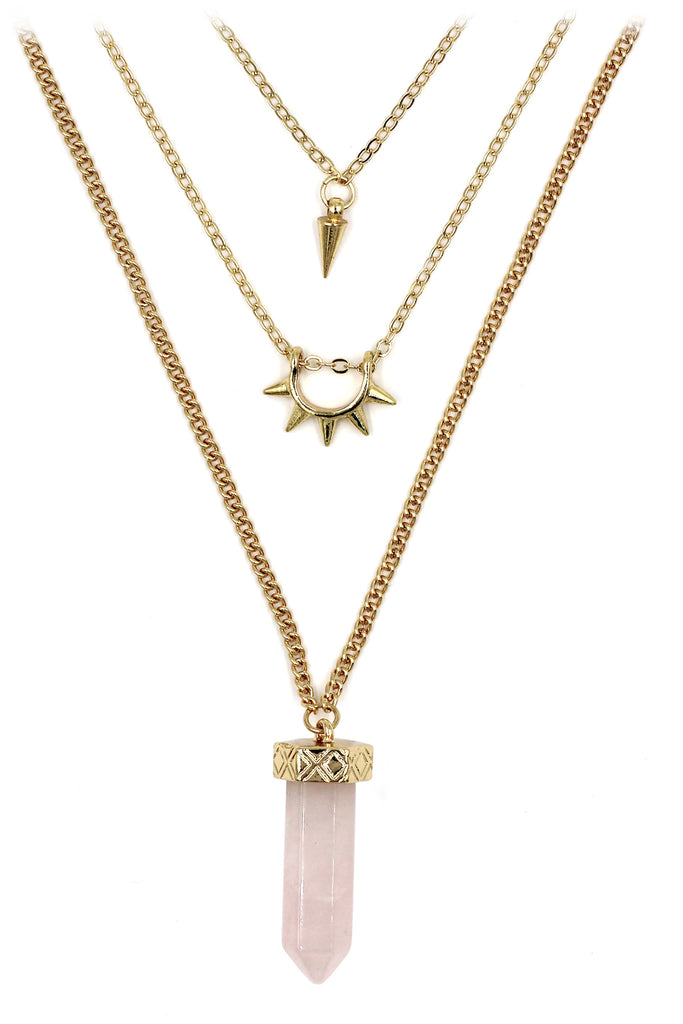 fashion crystal three levels gold necklace