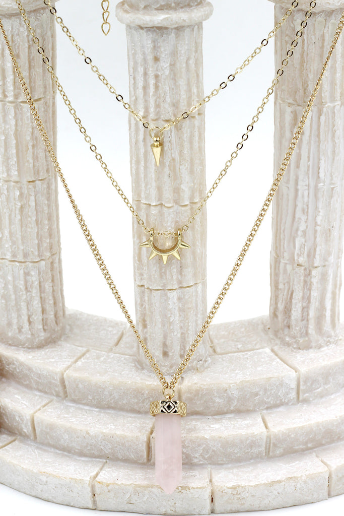 fashion crystal three levels gold necklace