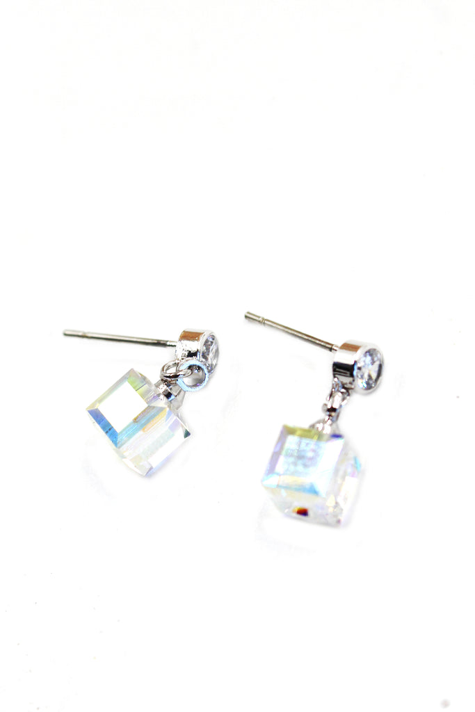 pendant square crystal earrings