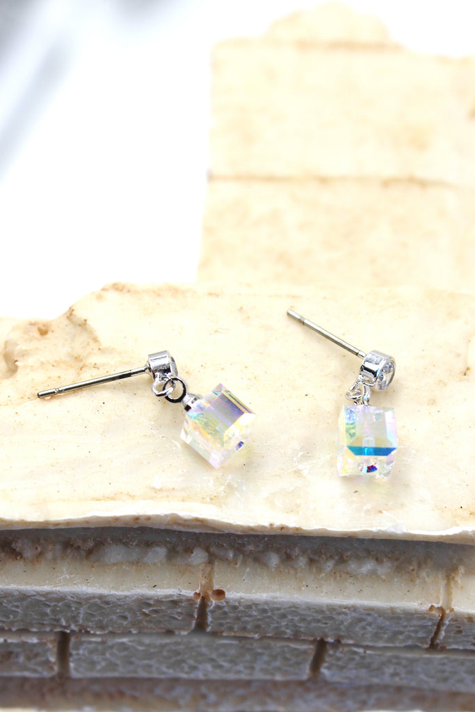 pendant square crystal earrings