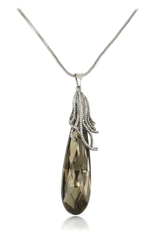 silver black crystal necklace
